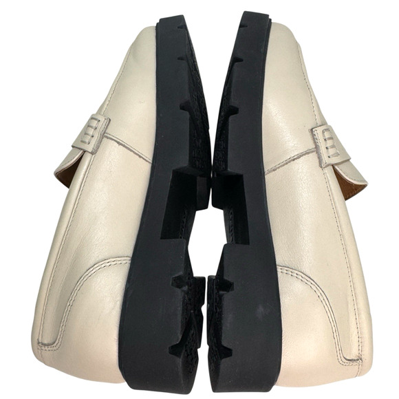 Abeo Boulevard Leather Penny Loafer Beige Size 7 Neutral Lug Sole Slip On - Picture 5 of 8